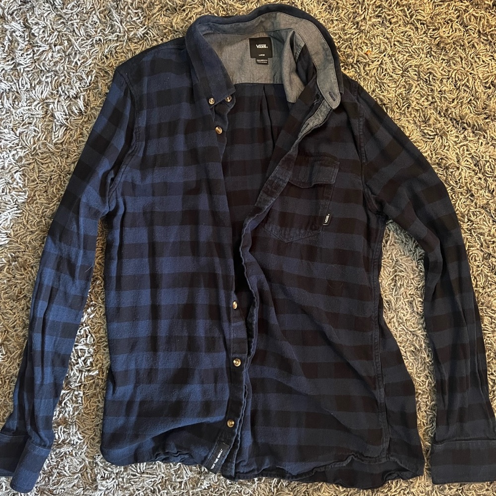 Vans, Large, Blue Flannel